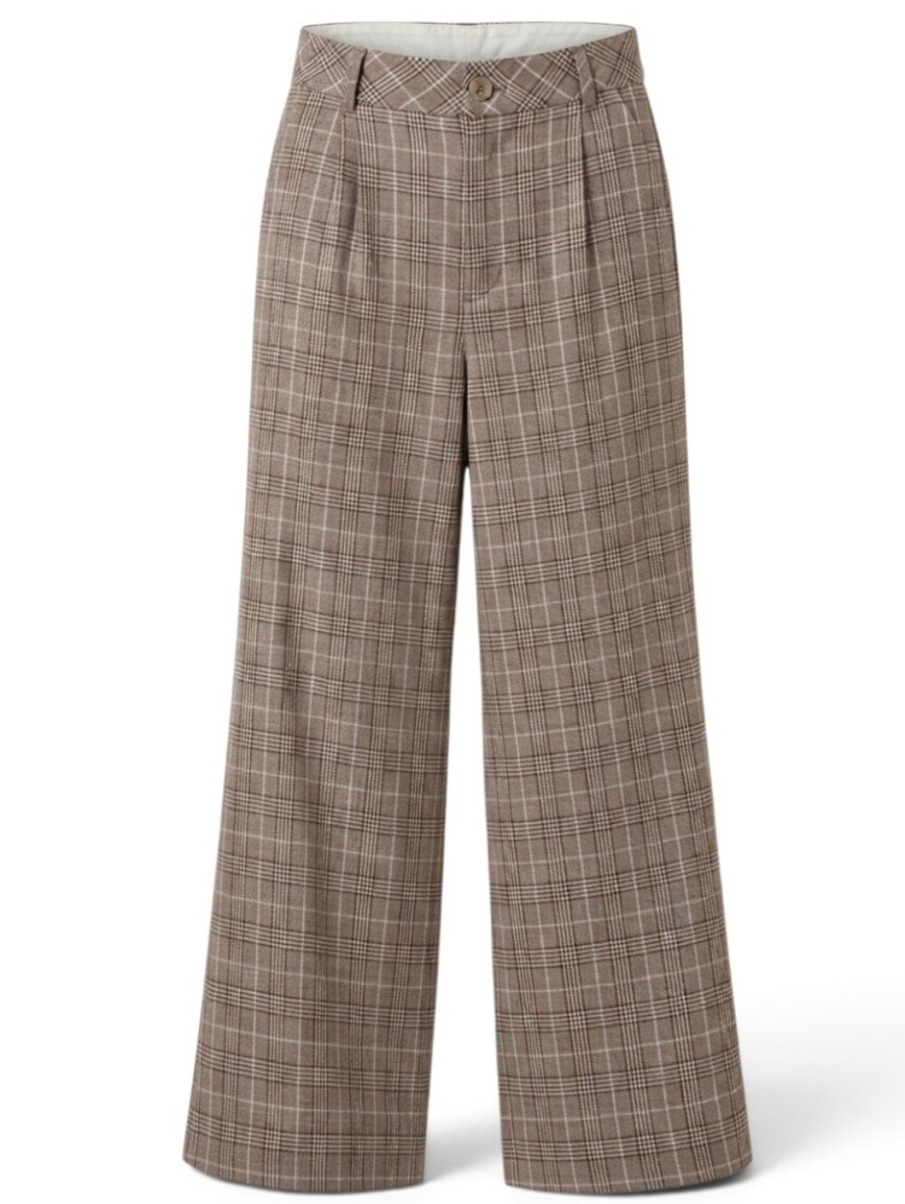 Anthropologie Maeve Avery Plaid Wide Leg Trousers Linen Cotton Blend Pants Sz.4